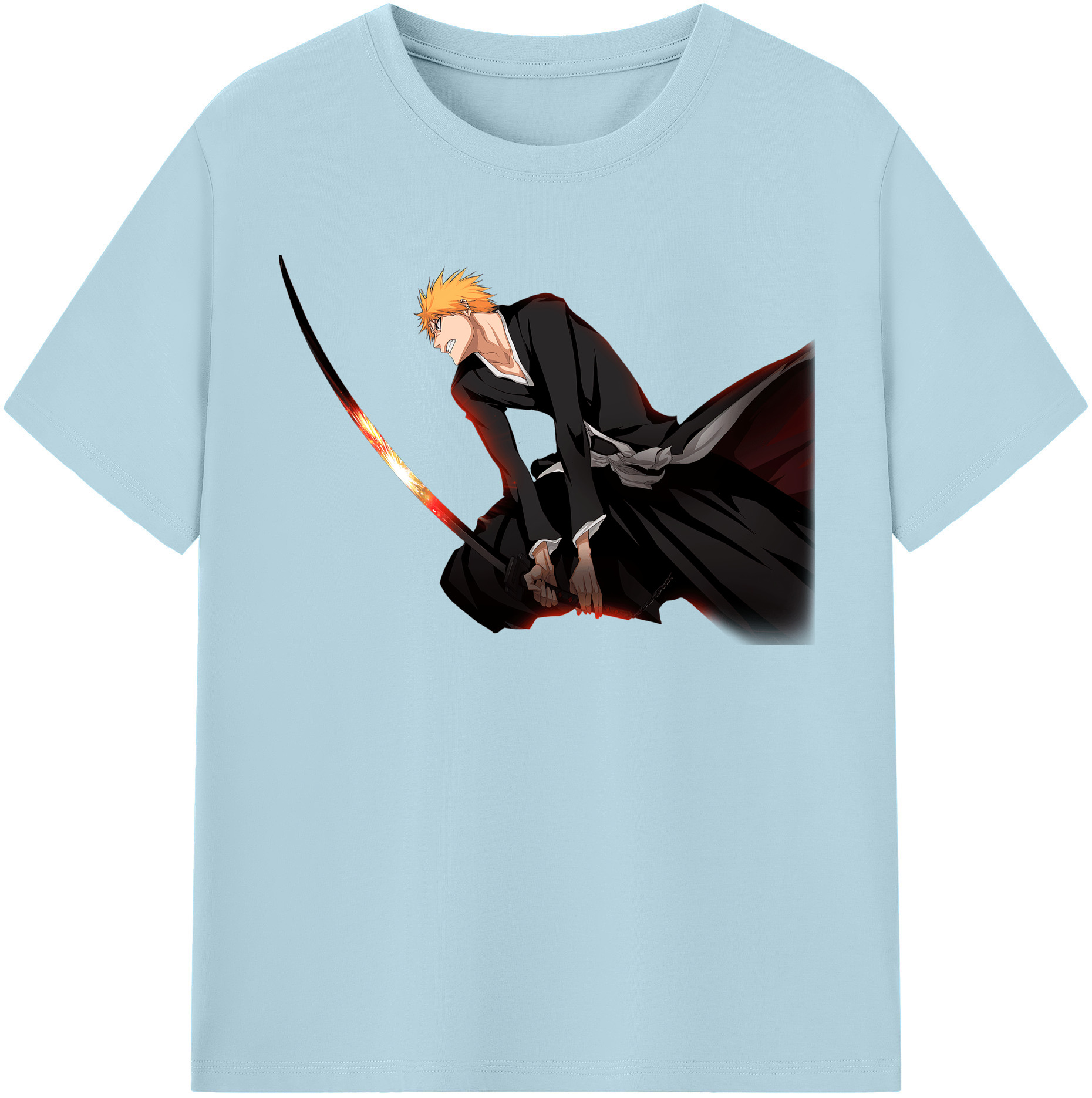 （画像用） ブリーチ 黒崎一護（くろさき いちご）BLEACH Kurosaki Ichigo 綿100％半袖Tシャツ（フロントプリント）